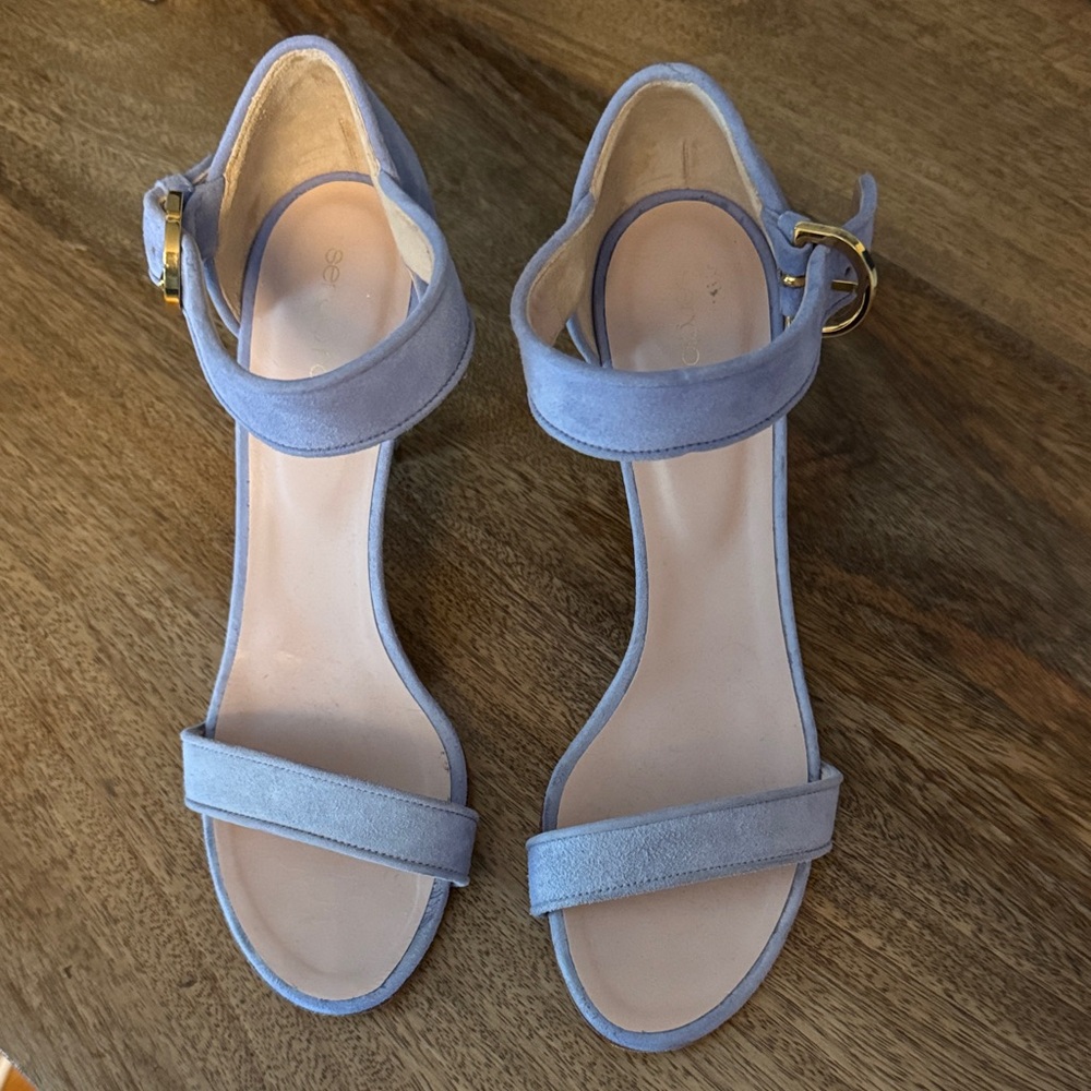 Sergio Rossi Light Blue Suede Heels